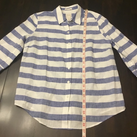Chico’s Striped Blouse 100% Linen Size S - Picture 8 of 11